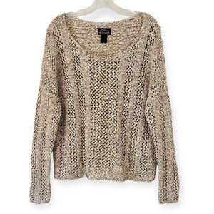 Torn By Ronny Kobo Over Sized Open Knit Sweater Long Sleeve Shimmery Sm (gg)